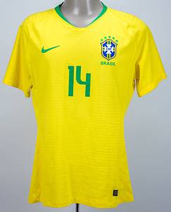 Original match worn Spielertrikot von Brasilien mit der Rückennummer 14. Getragen von Danilo (Luiz da Silva) im Freundschaftsspiel am 03.06.2018 gegen Kroatien. Brasilien - Kroatien 2:0. Ungewaschen. Status:AAB. - Bild 2