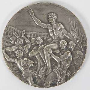 Siegermedaille für den 2.Platz bei den Olympischen Sommerspielen Helsinki 1952. Silber (70 Gramm), 5,2 cm im Originaletui. - Bild 2