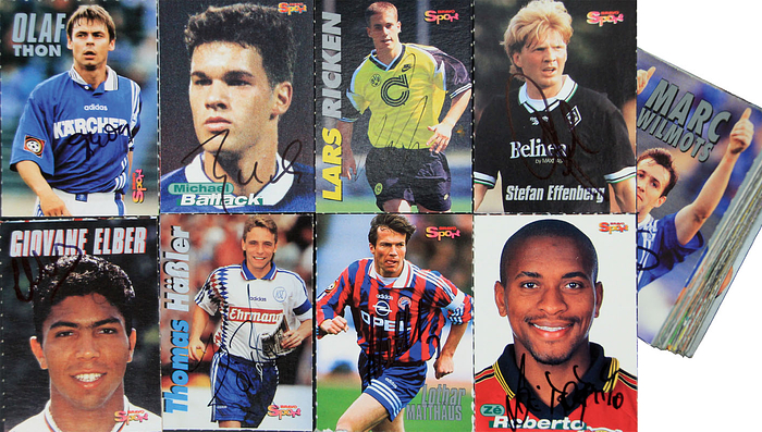 66 original signierte verschiedene Sammelbilder von "Bravo-Sports" von 1998 - 2000. Karton 8,5x6,5 cm.