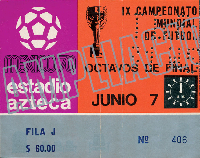 Mexico - El Salvador im Estadio Azteca am 7.Juni. FIFA Fußball-Weltmeisterschaft 1970. 13x10 cm.