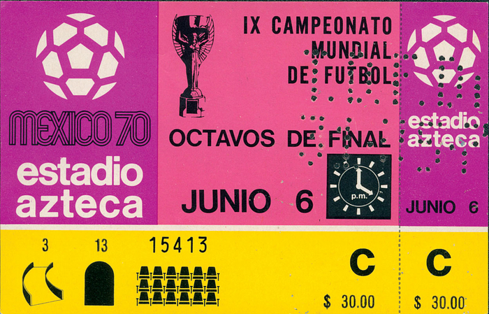 UdSSR - Belgien (4:1) im Estadio Azteca am 6.6.1970. FIFA Fußball-Weltmeisterschaft Mexico. 15,8x10cm.