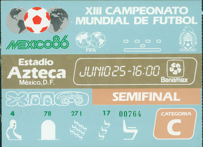 XIII Campeonato Mundial de Futbol Mexico. 25. Junio 1986 in Mexico D.F., Semifinal, Argentinien - Belgien (2:0). 13,5x10 cm.