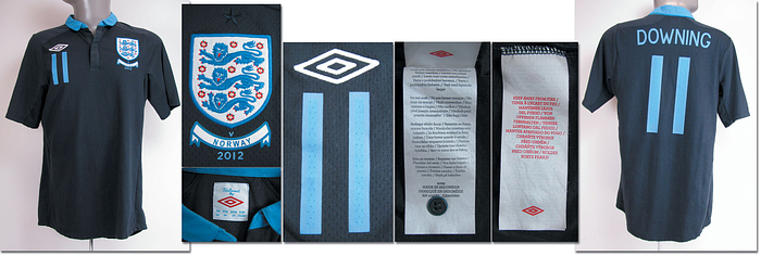 Original match worn / issued Spielertrikot von England mit der Rückennummer 11. Getragen von Stewart Downing am 26.05.2012 im Freundschaftsspiel gegen Norwegen. Norwegen - England 0:1. Status:AAC.