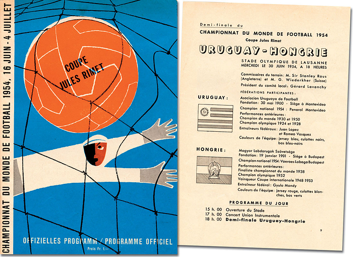 Fußball-Weltmeisterschaft 1954, 30.Juni 1954. Halbfinale:  Ungarn - Uruguay in Lausanne.