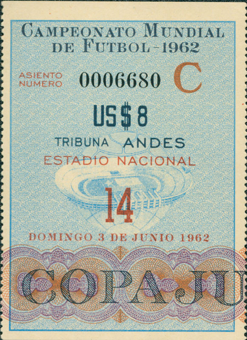 FIFA World Cup 1962 Ticket Germany vs Switzerland