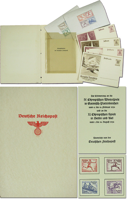 Deutsche Reichspost  | Album der deutschen Reichspost mit den Sondermarken und Sonderpostkarten zu den Olympischen Spielen 1936.