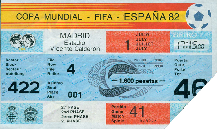  Ticket World Cup 1982  Austria v North Ireland - Ticket World Cup 1982  Austria v North Ireland (2-2) Copa Mundial. 1st  july 1982 in Madrid, size 15x9cm. Condition: C
