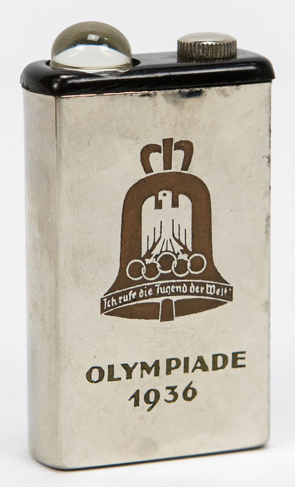  - Olympic Games Berlin 1936. Chromes metal torch "Olympiade 1936“. Size 6.2x3.2x1.7cm. Very rare Olympiasouvenir !! Function not tested. Condition: B+