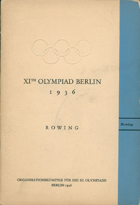  - XI. Olympiade Berin 1936. Rowingl regulations and rules. Size 12x18.5 cm, 34 pages with folded plan and drawings. Very rare! (English edition). Condition: C