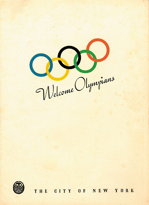 Olympic Games Berlin 1936. USA Programm - Official programme on occasion of the US American 1936 Olympic team's coming home party in New York  28th August 1936. With photos of the gold medallists. 8 pages with photos, 31x22 cm Condition: A-