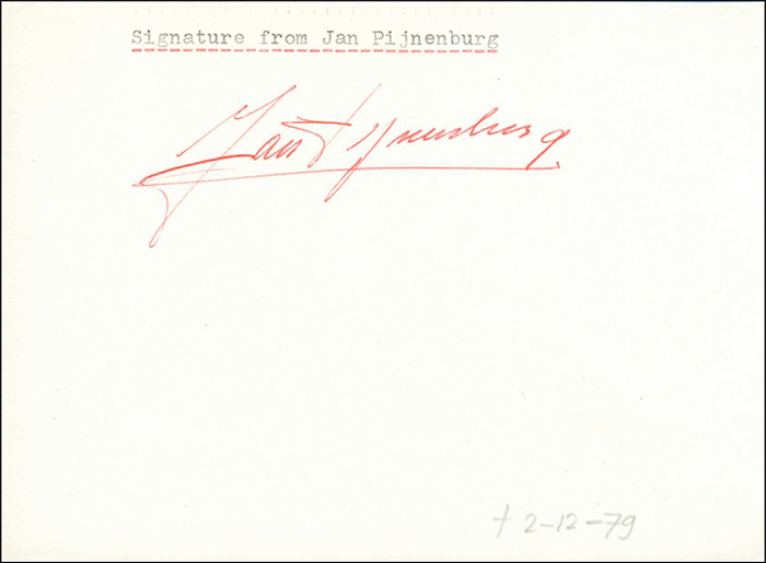 Pijnenburg,Jan  | (1906-1979) Blancobeleg mit original Signatur von Jan Pijnenburg  (NED). Silbermedaillengewinner im Radsport (Mannschaftverfolgung) bei den Olympischen Spielen 1928, 14,5x10,5 cm.