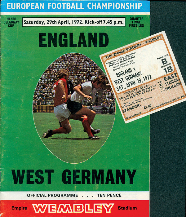 Programm LS1972  | England - Deutschland am 29.4.72 Wembley. Offizielles Fußball Programm und Eintrittkarte