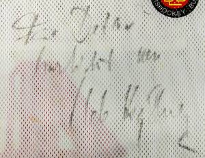 Deutschland DEB - Trikot 1992  | Match worn Trikot der deutschen Eishockey - Nationalmannschaft aus dem Jahre 1991/1992 mit der Nummer "4". Getragen von Udo Kießling während eines Vorbereitungsspiels zu Olympischen Spielen 1992. Ungewaschen! Mit original Widmung von Udo Kießling auf der Vorderseite. Status:AAA - Bild 4