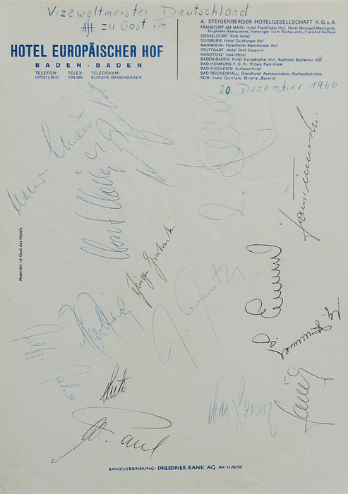  - Autograph Football Worldcup 1966. Germany Condition: A