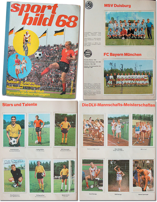 Sammelbilder-Bergmann 68  | Fußball: 5 Jahre Bundesliga, Radsport aus aller Welt, Olympia-Vorbereitung. Mit 201 original Unterschriften der Spieler und Athleten.