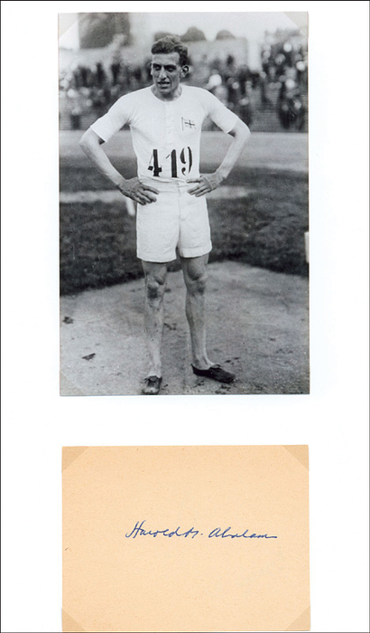 Abrahams, Harold  | (1899-1978) Blancobeleg mit Originalsignatur von Harold M. Abrahams (GBR). Gewann bei der Olympiade 1924 Gold über 100m und Silber über 4x100m. 10x8 cm.