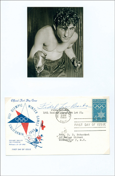LaBarba, Fidel  | (1905-1981) Ersttagsbrief mit original Signatur von Fidel LaBarba (USA) Goldmedaille im Boxen (Fliegengewicht) bei den Olympischen Spielen 1924 und späterer Profi - Weltmeister, 16,5x10 cm.