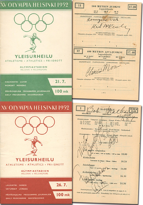 Sorry, no english description is available. ...  - je 14 Seiten, 19x14 cm Karton Condition: C+.....Alle Unterschriften in Tinte. Unterschriften wurden während der Olympiade 1952 gegeben