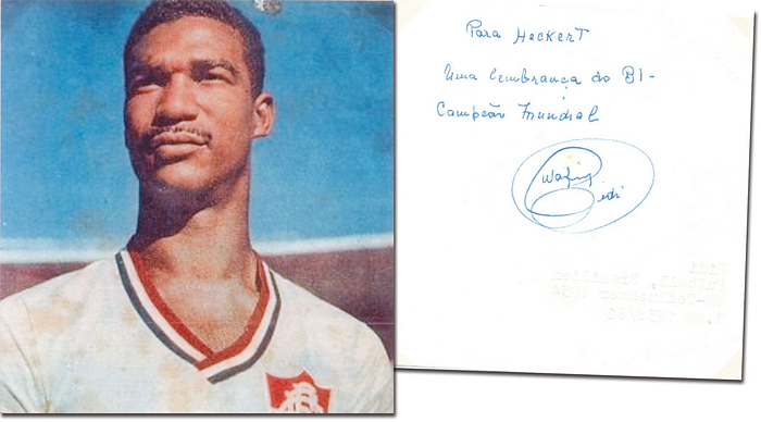  - (1928-2001) Blancosheet with original signature of Valdir Pereira, called “Didi”. (Uruguay), world champion in 1958 and 1962 and coach of the Brazilian national team (WM 70), 10x10 cm. Condition: A