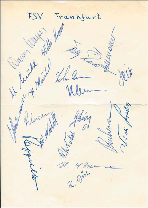 Sorry, no english description is available. ... Autograph Football. FSV Frankfurt 1957 -  Condition: C.....