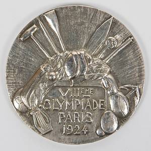Olympic Games Paris 1924. Silver Winner's Medal - for a scound place at the Olympics. Rim stamped "2Argent" silver, 79 grammes, size 5.5cm. One of only 304 made. Condition: A - Bild 3