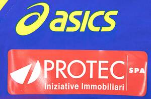  - Original match-worn Hellas Verona player shirt with the number 8. Worn by Giuseppe Russo in a Lega Calcio match during the 2011/12 season. Status: ACC. --Long-sleeved jersey; size approx. XL; embroidered club emblem sewn on; printed Asics logo; advertising prints; player name and back number rubberized; with Serie bwin patch; Asics. Condition: A- - Bild 6