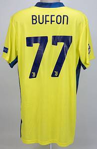  - Original match-worn / issued goalkeeper shirt of Juventus Turin with the number 77. Worn by Gianluigi Buffon on December 8, 2020, in the UEFA Champions League match against FC Barcelona. Barcelona - Juventus 0:3. His last Champions League game of his career. Buffon is the 2006 FIFA World Cup winner. Status: AAC --Goalkeeper jersey, short sleeve; size XL; rubberized club logo, 3 Champions stars, and adidas logo; rubberized Italian flag and 'Jeep' advertising print; rubberized back number and player name; with CL Starball patch and UEFA Respect patch; adidas Condition: A - Bild 3