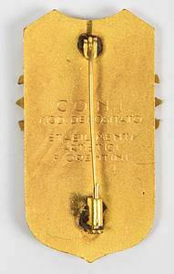 Olympic Winter Games 1956. Participation badge - Official participation badge 1956. Olympic Winter Games Cortina d'Ampezzo 1956. With inscription "Ufficiale di Gara" (Games Official, Jugde). Gilt bronze, multicolour enamelled, 5.3x3.2 cm. (Ebel - 2016 - 1956-W-015) with original paper bag. Condition: A - Bild 3