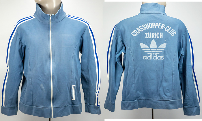 Zürich, Grasshoppers - Jacke ca. 1990  | Original match worn Traningsjacke von Grasshoppers Club Zürich mit Nummer "1". Getragen in vor Ligaspielen (Schweiz) oder im Training ca. 1990. Status:ACC.