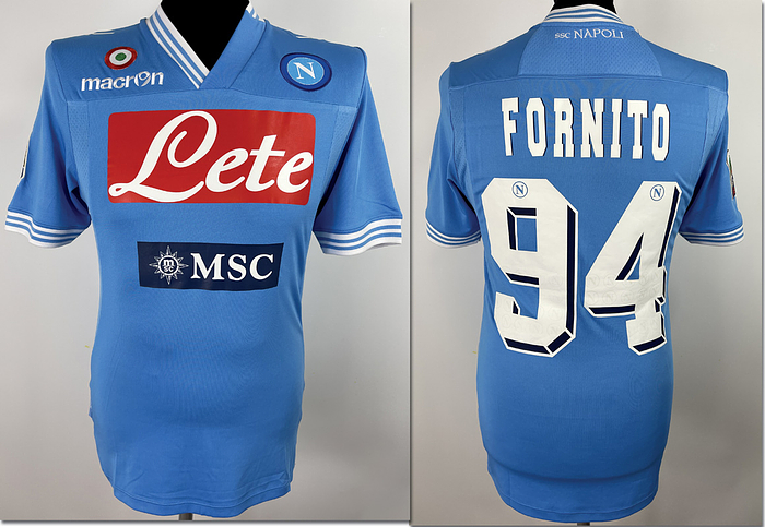 Neapel, SSC - Trikot 2012/2013  | Original match worn /  issued SSC Neapel Spielertrikot mit der Nummer 94 von Guiseppe Fornito .Vorbereitet für ein Serie A-Spiel der Saison 2012/2013. Status: ABC.