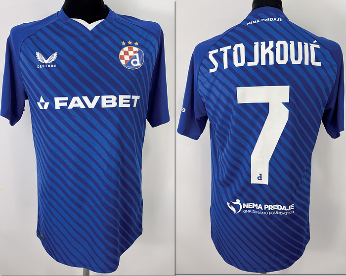 Zagreb, Dinamo - Trikot 2024  | Original match worn Dinamo Zagreb  Spielertrikot mit der Nummer 7 von Luka Stojkovic.Getragen in der Championsleague-Partie am 27.11.2024 gegen Borussia Dortmund in Zagreb. StatusAAB.