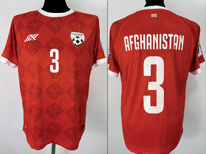 Afghanistan - Trikot  2024  | Original match worn Afghanistan Spielertrikot mit der Nummer 3 von  Mahboob Hanifi.Getragen im WM-2026 Qualifikationsspiel gegen Indien am 21.03.2024 in Abha, Saudi-Arabien. StatusAAB.