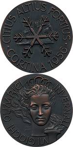 Teilnehmermedaille 1956  | Offizielle Teilnehmermedaille Olympische Winterspiele Cortina d´Ampezzo 1956. Bronze. 4,5 cm. - Bild 2