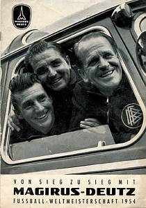 World Cup 1954. Rare German Report, Magirus-Deutz - Very rare magazine about the WC 1954,  with photos from each German Match, size 21x30cm, 8 pages, and 44 b/w photos. Sponsored by the German automobile manafacturer Magrius Dietz. (GERMAN). Condition: C - Bild 2