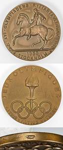 Siegermedaille 1956  | Bronzemedaille von den Olympischen Sommerspielen / Reiterspielen 1956 in Stockholm für einen 3.Platz. Mit Herstellerpunze am Rand "Lagerströms - Mjolby" Bronze, 5 cm. - Bild 5