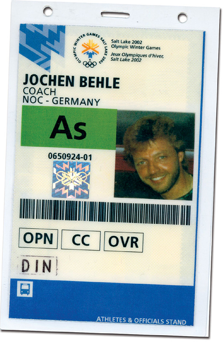  - "Identity Card. The XVIII Olympic Winter Games Nagano 1998" Official Olympic ID card with photograph of German cross-country skier Jochen Behle, who competed as an athlete in the Winter Olympic Games from 1980 to 1998. From 2002 to 2014, he was the coach of the German cross-country ski team.  Plastic, 10x18cm. Condition: A