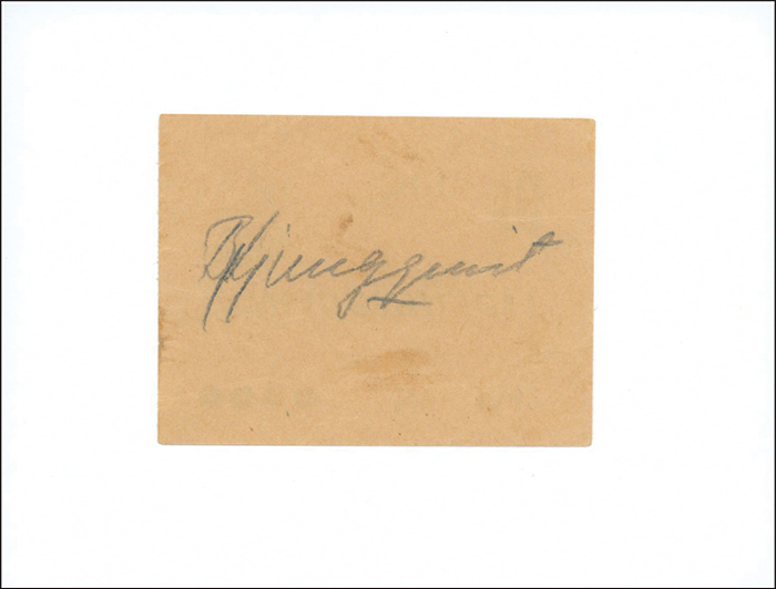 Ljungquist, Bengt  | (1912-1979) Blancobeleg 8,5x6 cm)mit original Signatur von Bengt Ljungquist (SWE). 2x Silbermedaille bei den Olympischen Spielen 1948 + 1952 im Fechten Degen - Team. Aufmontiert auf Karteikarte 14,5x10 cm