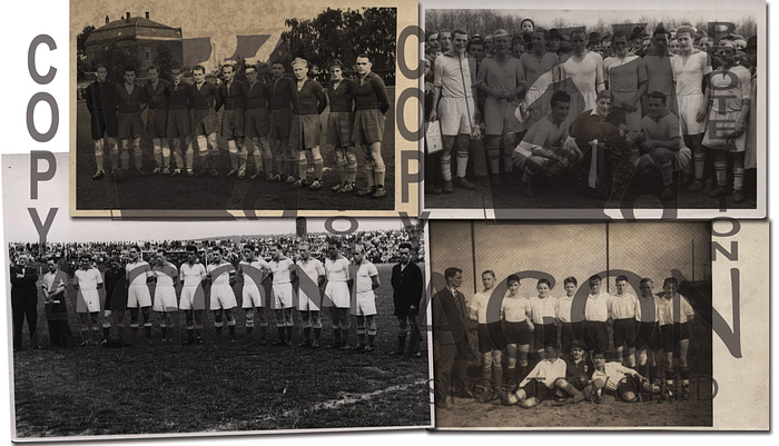 Kaiserslautern,1.FC - Fotos 1935-1948  | 4 Mannschaftsfoto des 1.FC Kaiserslautern auf denen Werner Liebrich zu sehen ist aus der Zeit von 1935-1948, 17x12 bis 13,5 cm