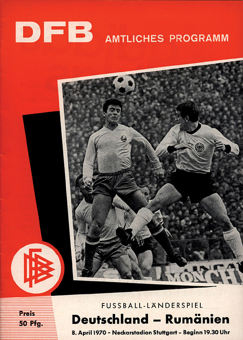 Programm LS1970  | Deutschland - Rumänien, 8.4.1970 in Stuttgart. Offzielles Programm zum Fußball - Länderspiel. Dabei: