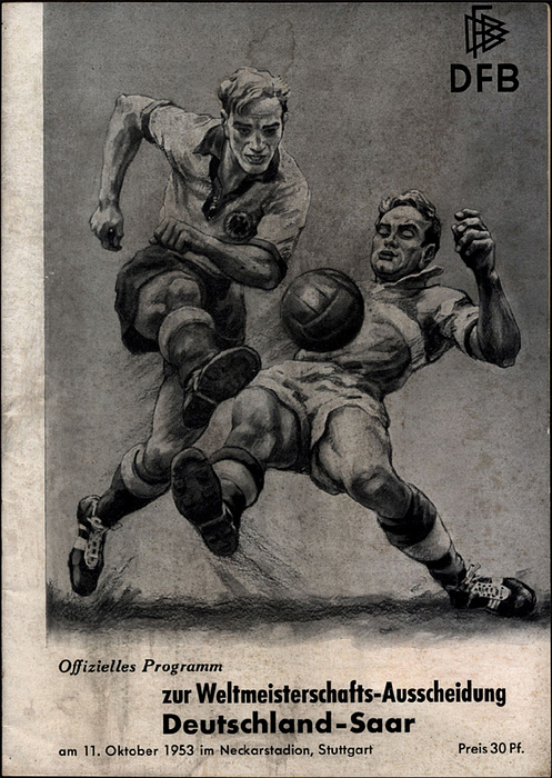 Programm LS1953  | Offizielles Programm zur Weltmeisterschafts-Ausscheidung Deutschland - Saar. Am 11.Oktober 1953 im Neckarstadion Stuttgart.