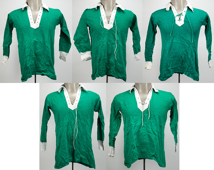 Trikot ca. 1957  | 5 originale Spielertrikots ca. 1957 im Design vollkommen identisch  mit DFB Spielertrikots aus dieser Zeit. Baumwolltrikot  der Marke "Kotaura". Ungetragen!.
