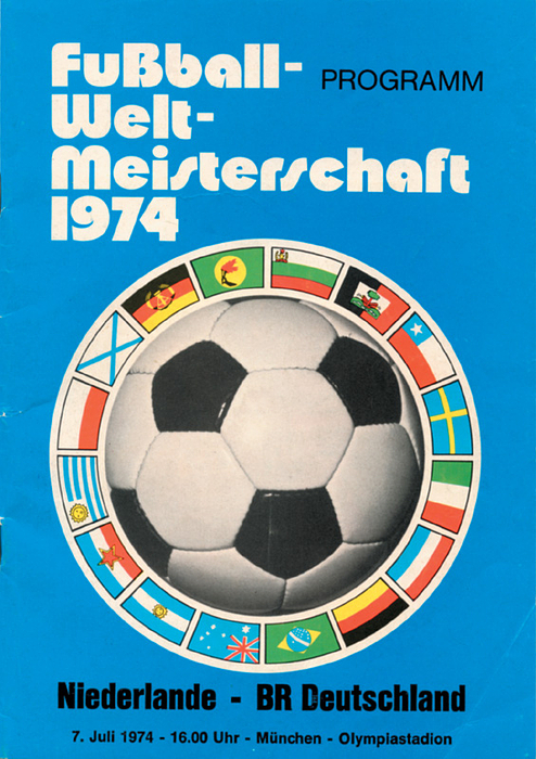  - Programme: World Cup 1974. Final Germany vs Holland, Sunday, 7th July 1974 in the Olympiastadion Munich. Size 15x21 cm,  40 pages, Very rare!  No writings inside  (LIMIT 300 €) Condition: C+