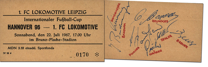 Ticket: Eurocup 1967 Bayern Munich v Standard Lue - European Cup semi final Standard Liege - Bayern Munich (1:3) in Liege on 27th April 1967. Original ticket, 7.5 x 6 cm.  Rear with note (pen); otherwise good copy. (This item will be sold with a certificat of authenticity. Please read more under "original tickets") Condition: B