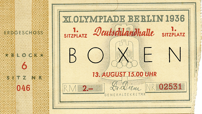 Olympic Games Berlin 1936 Boxing Ticket - 13th August 1936. 3 p.m.  10.5x6 cm. Condition: B