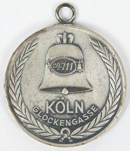 Medaille OSS1936  | Versilberte Eisenmedaille zur Erinnerung an die Olympischen Spiele mit Werbung für „4711“. 3,5 cm - Bild 2
