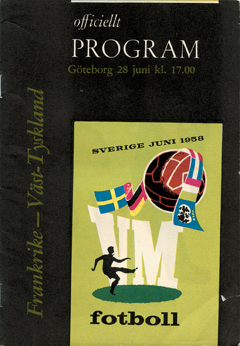 Programm WM 1958  | Spiel um den 3.Platz bei der Fußball-Weltmeisterschaft 1958 Frankreich - Deutschland (28.6.) in Göteborg. Officiellt Programm.