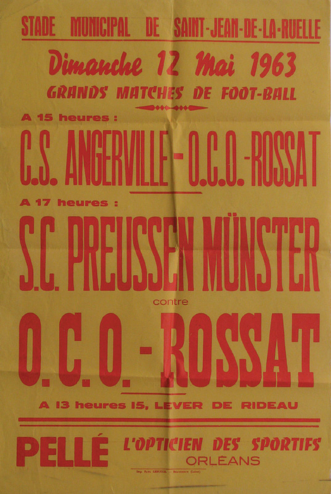  - German Football Poster 1963 Preussen Muenster v OCO Rossat, 59x40 cm Condition: C