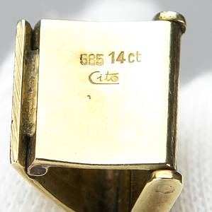 1Dortmund,Borussia-Goldene Uhr 1966  | Stan Libuda wurde 1966 mit Borussia Dortmund Europapokalsieger. Aus diesem Anlass schenkte Borussia Dortmund allen beteiligen Spieler eine goldene Uhr der Marke "Exquisit Automatic" mit Sekundenzeiger und Datumsanzeige. Auf der Rückseite wurde ein Erinnerungschriftzug eingraviert "BVB 09 Europa Pokalsieger 1966". Das Gehäuse ist aus Gold 18 k - 0,750 (gepunzt). Das Milanesearmband ist ebenfals aus Gold 14 k - 585 (gepunzt). Das Gesamtgewicht der Uhr beträgt 65 Gramm (das Uhrwerk ist nicht aus Gold). Persönliche Armbanduhr von Stan Libuda, der diese Uhr auch häufig getragen hat! Museumstück! - Bild 6