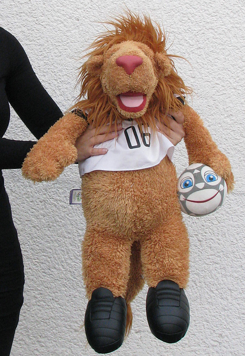  - World Cup 2006 Official Mascot Goleo. High quality standing cuddly toy, has bendable legs and a height of approx. 65 cm. Condition: A-