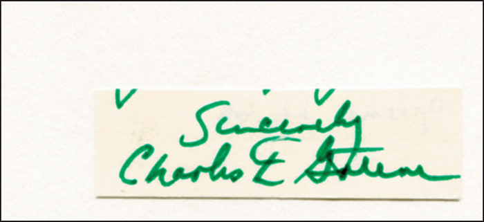 Greene, Charles  | (1945-2022) Blancobeleg (5x2 cm) mit Originalsignatur von Charles Greene (USA). Goldmedaille in der 4x100m-Staffel und Bronzegewinner im 100m-Lauf bei den Olympischen Spielen in Mexiko. Montiert auf Karteikarte, 15x10,5 cm.